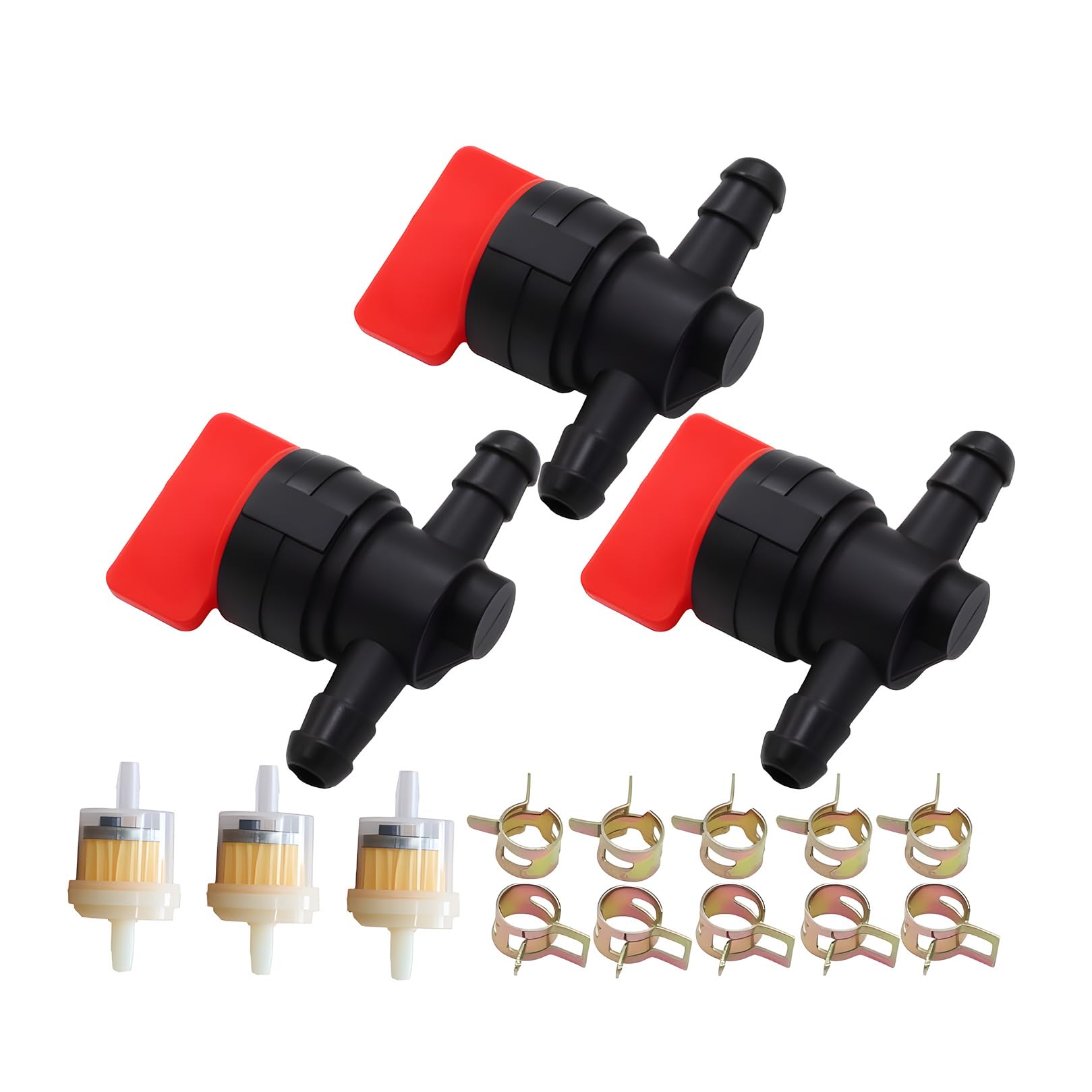 Jecoupoon 3 pack inline fuel shut-off valves ready for simple installation