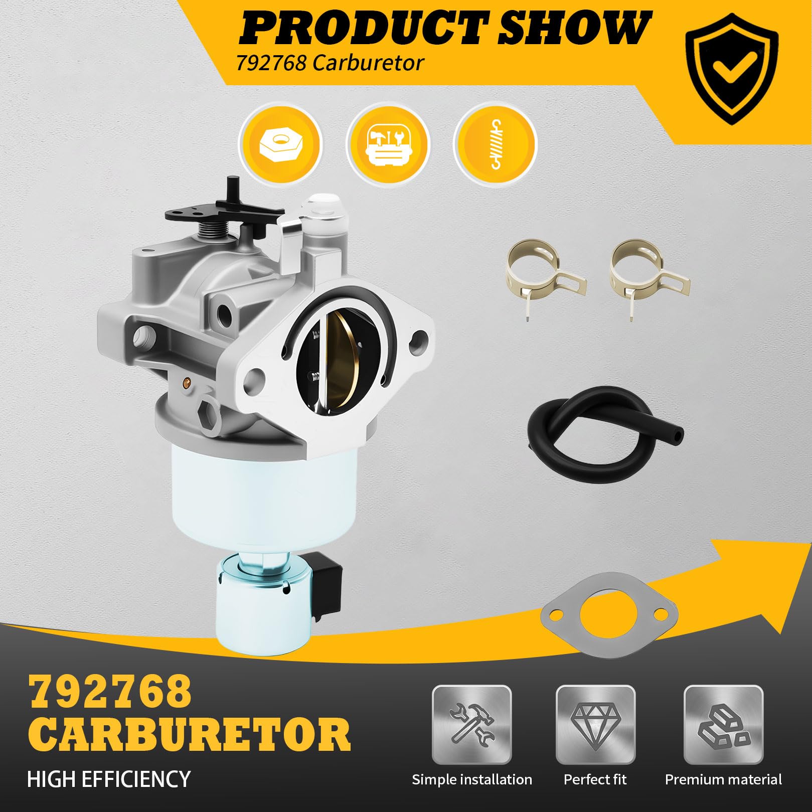 Jecoupoon carburetor kit compatible with Intek engines improves starting reliability.
