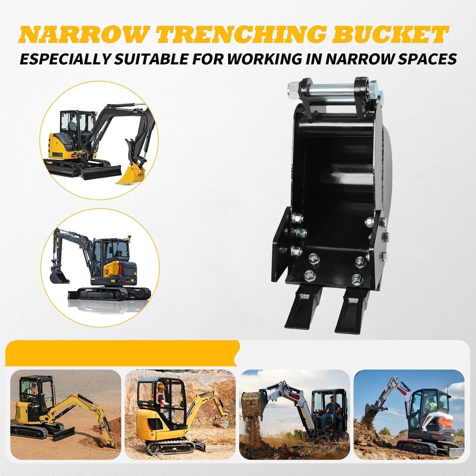 Jecoupoon durable steel teeth enhancing penetration for fast trenching.