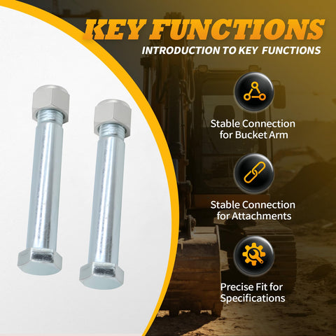 Jecoupoon mini excavator pins pair designed for reliable attachment changes in compact equipment.