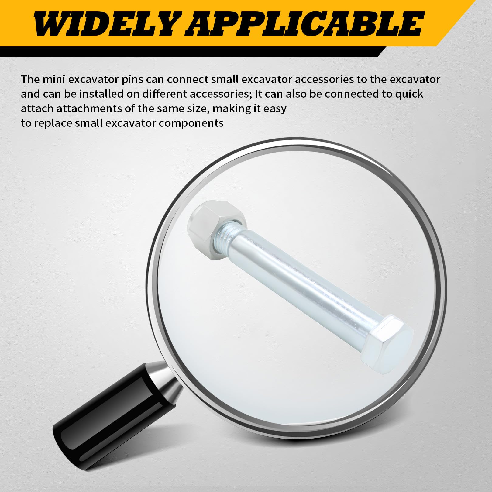 Jecoupoon mini excavator pins pair enabling easy spare parts interchange for small excavators.
