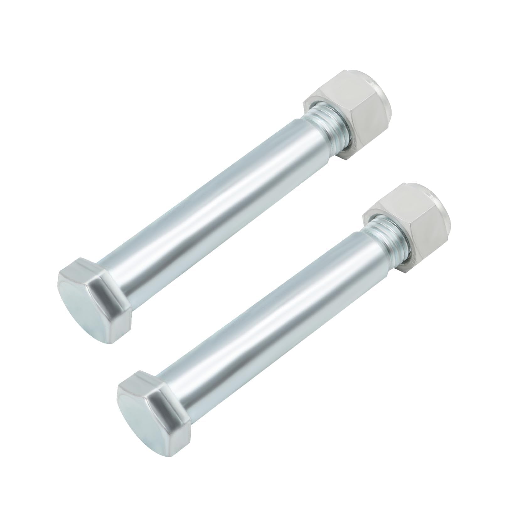 Jecoupoon mini excavator pins pair installed on a mini excavator for quick attach compatibility.