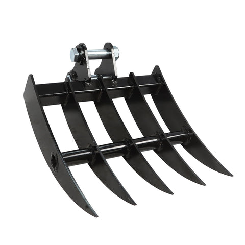 Jecoupoon mini excavator wide backhoe rake with 90mm span for faster soil tasks.