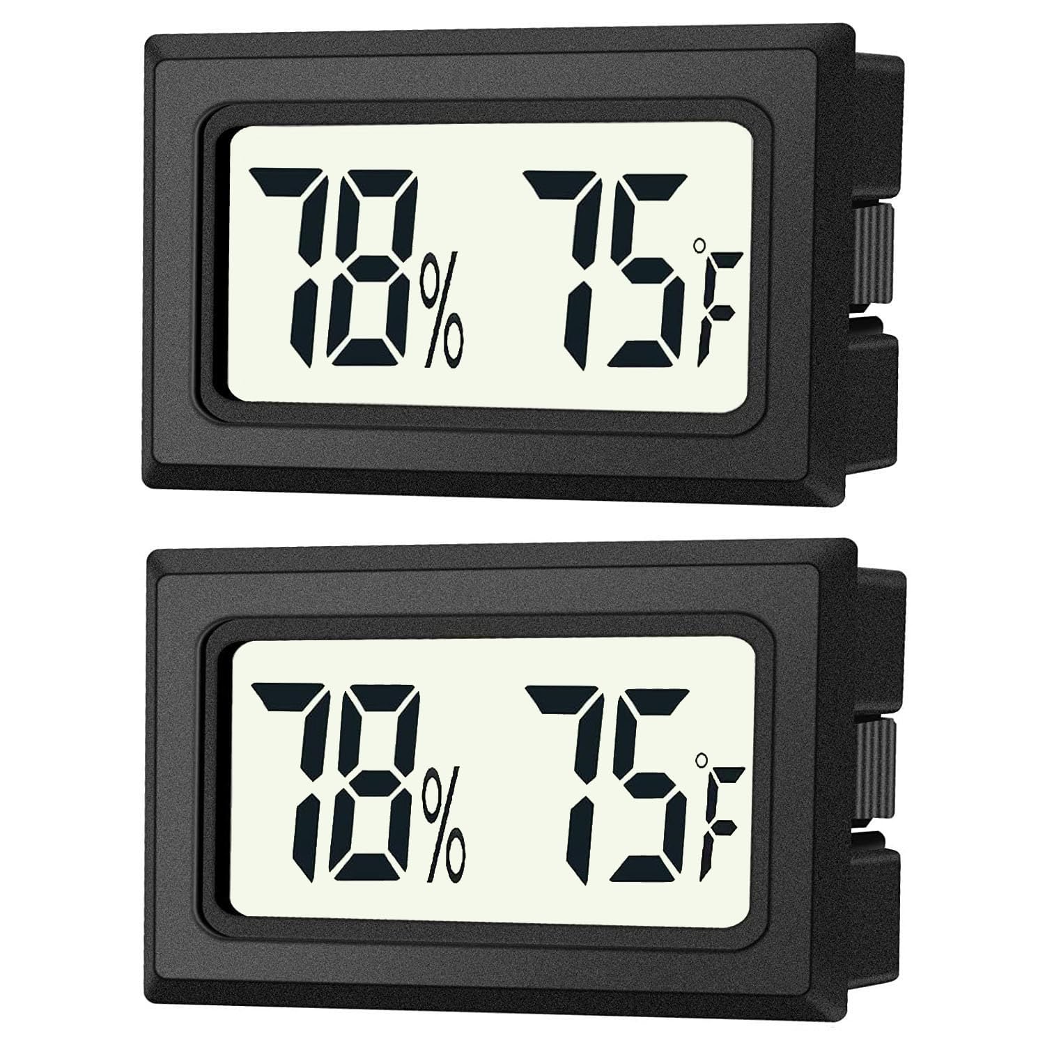 JEDEW compact LCD display hygrometer-thermometer for quick temperature and humidity checks.