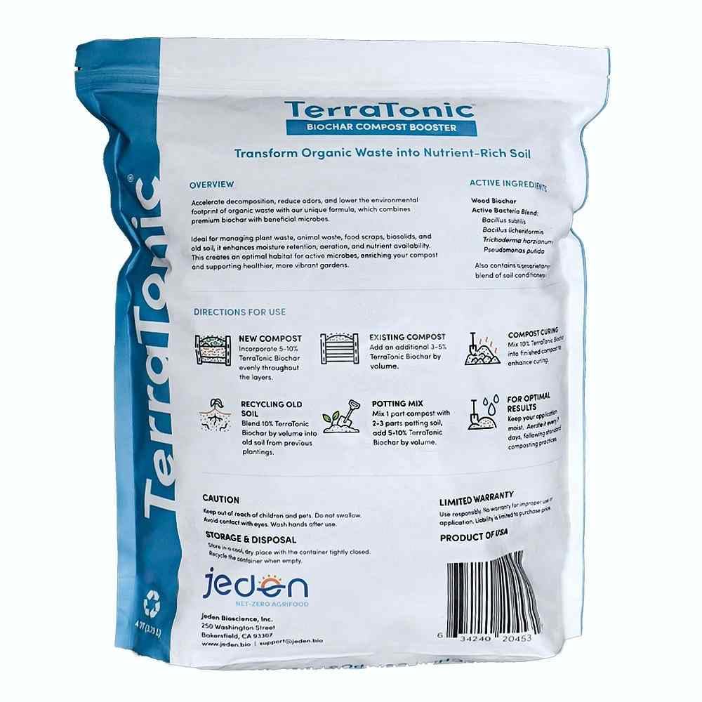 JEDEN TerraTonic Biochar enhances nutrient and moisture retention in compost.
