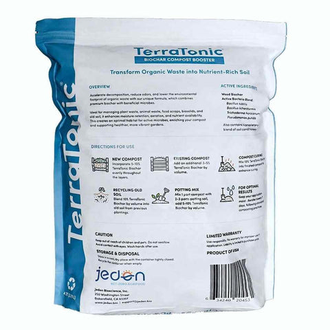 JEDEN TerraTonic Biochar enhances nutrient and moisture retention in compost.