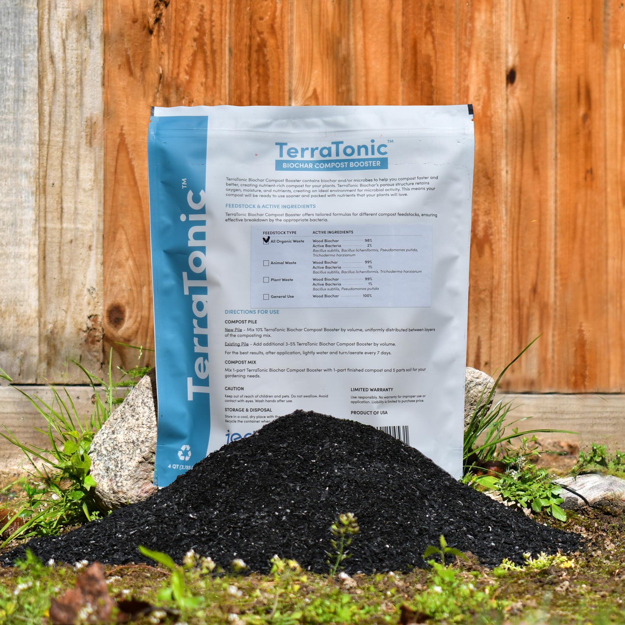 JEDEN TerraTonic Biochar reduces odors and pests around the compost area.
