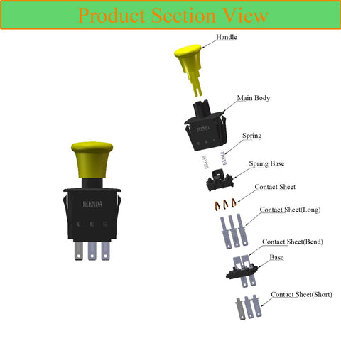 JEENDA PTO switch replacement packaging, ready for installation on compatible mowers