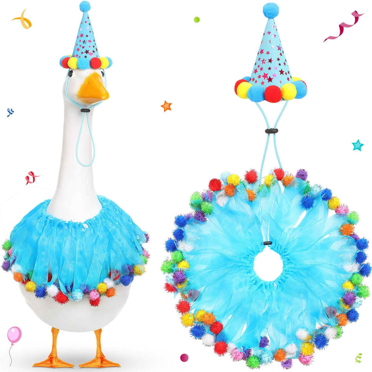 Jeere birthday goose hat with blue star adds festive flair to outdoor lawn decor