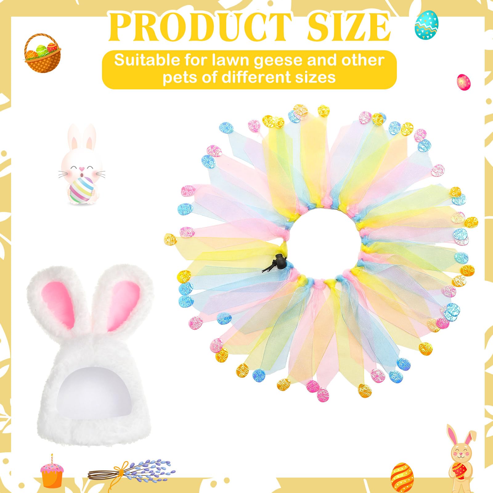 Jeere Easter goose outfit tutu collar adds playful color to porch.