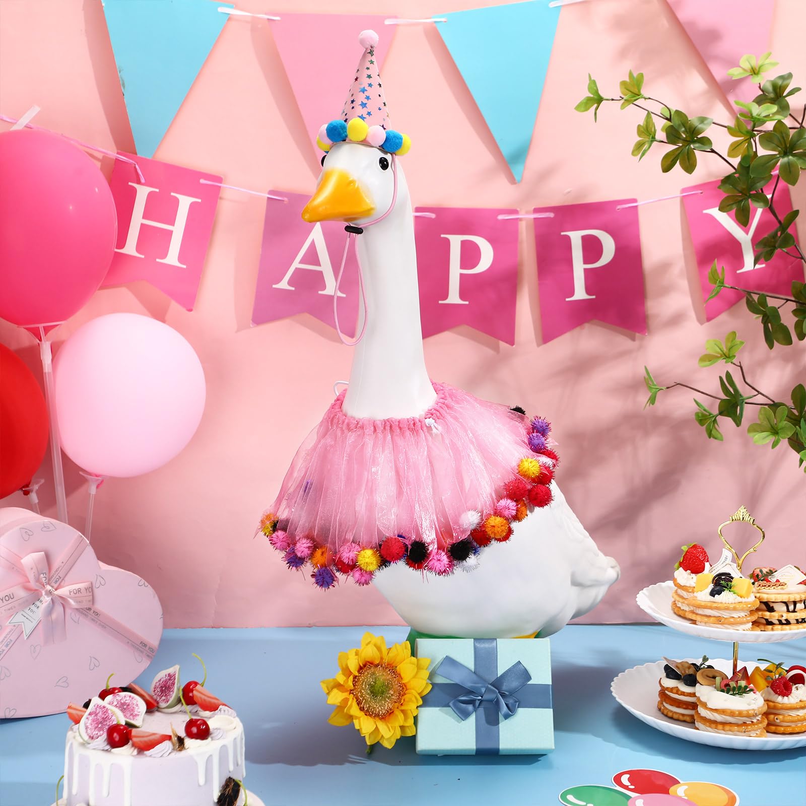 Jeere lawn goose decoration in vibrant pink brightens outdoor spaces for events.