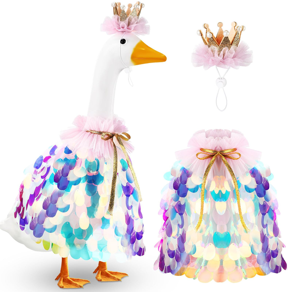 Jeere Princess Cape Blue on porch goose adds festive charm for outdoor displays.