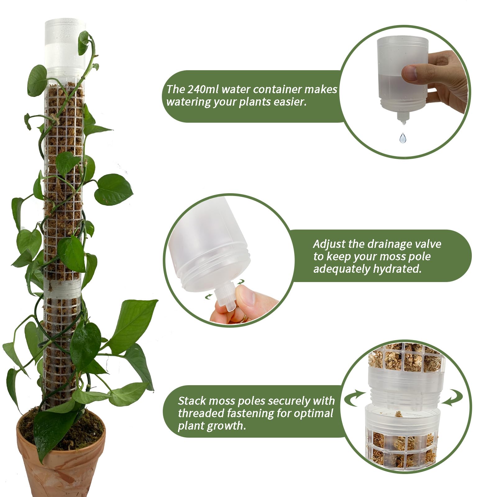 Jegu moss pole mesh pattern supports aerial roots for robust climbing plants