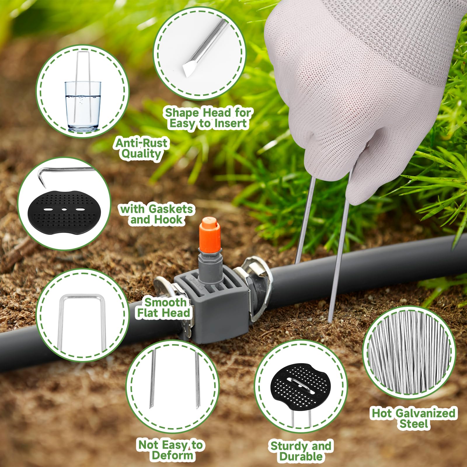 JELNER easy-to-use sharp ends help penetrate sod and fabric quickly.