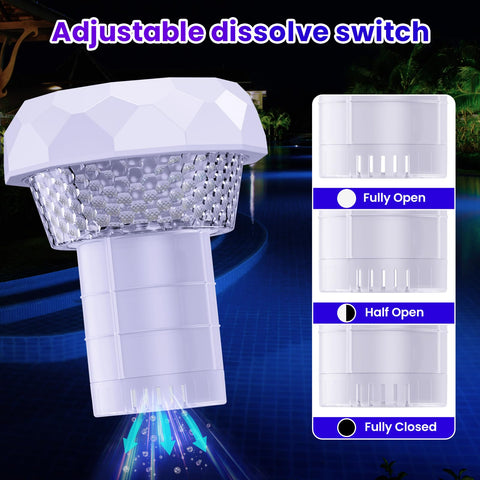 Easy-open lid on the JEMULICE floater locks tablets securely in place.