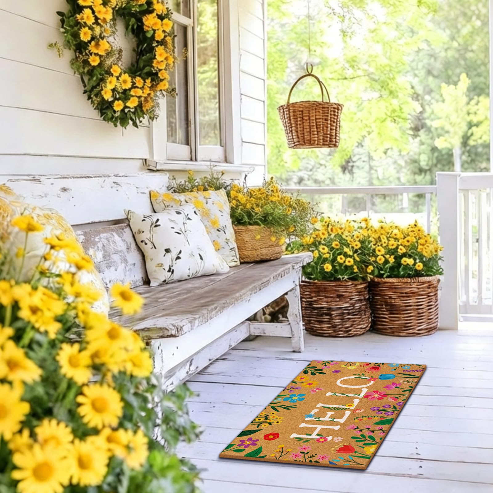 Jenaai Durable faux coir top withstands daily foot traffic.