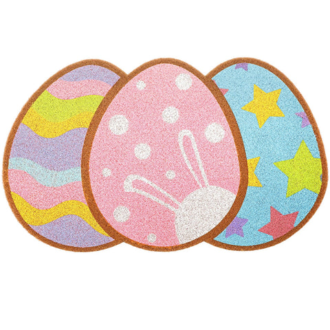 Jenaai doormat features multicolor eggs for vibrant spring decor