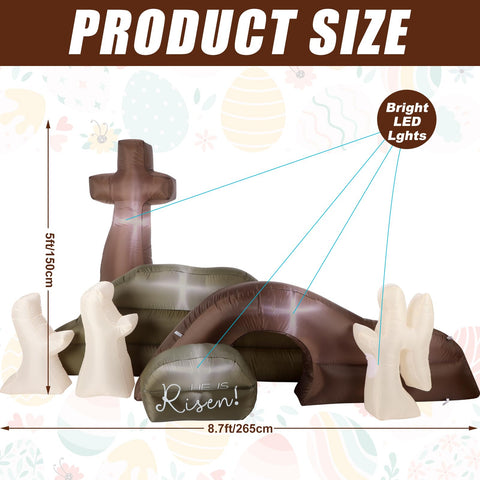 Jenaai Easter inflatable tomb polyester fabric highlights durable outdoor decor.