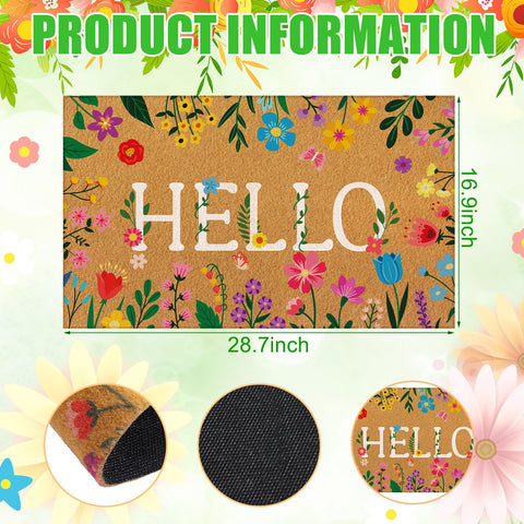 Jenaai Hello mat with anti-slip backing for safe front-step entry.