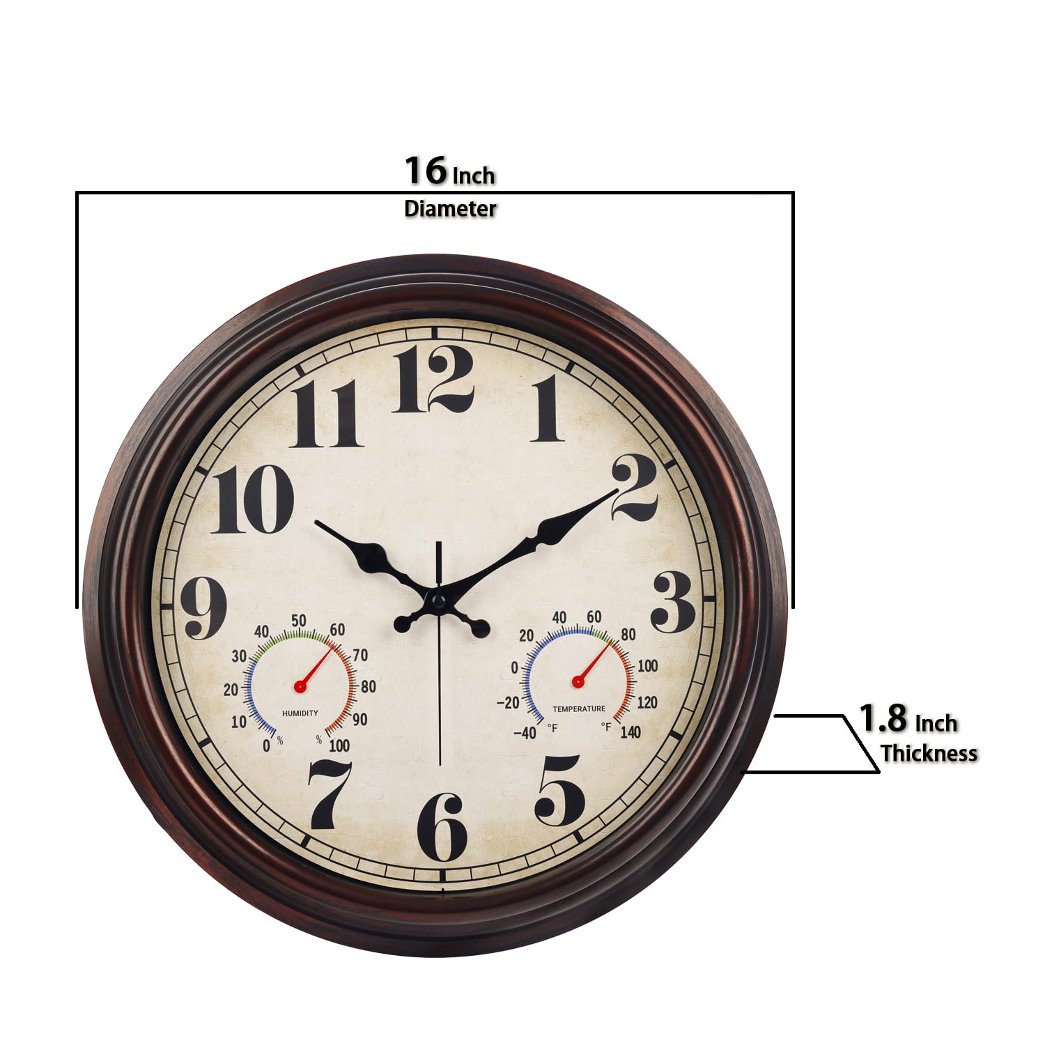 Vintage dark brown frame adds classic charm to outdoor or indoor settings.