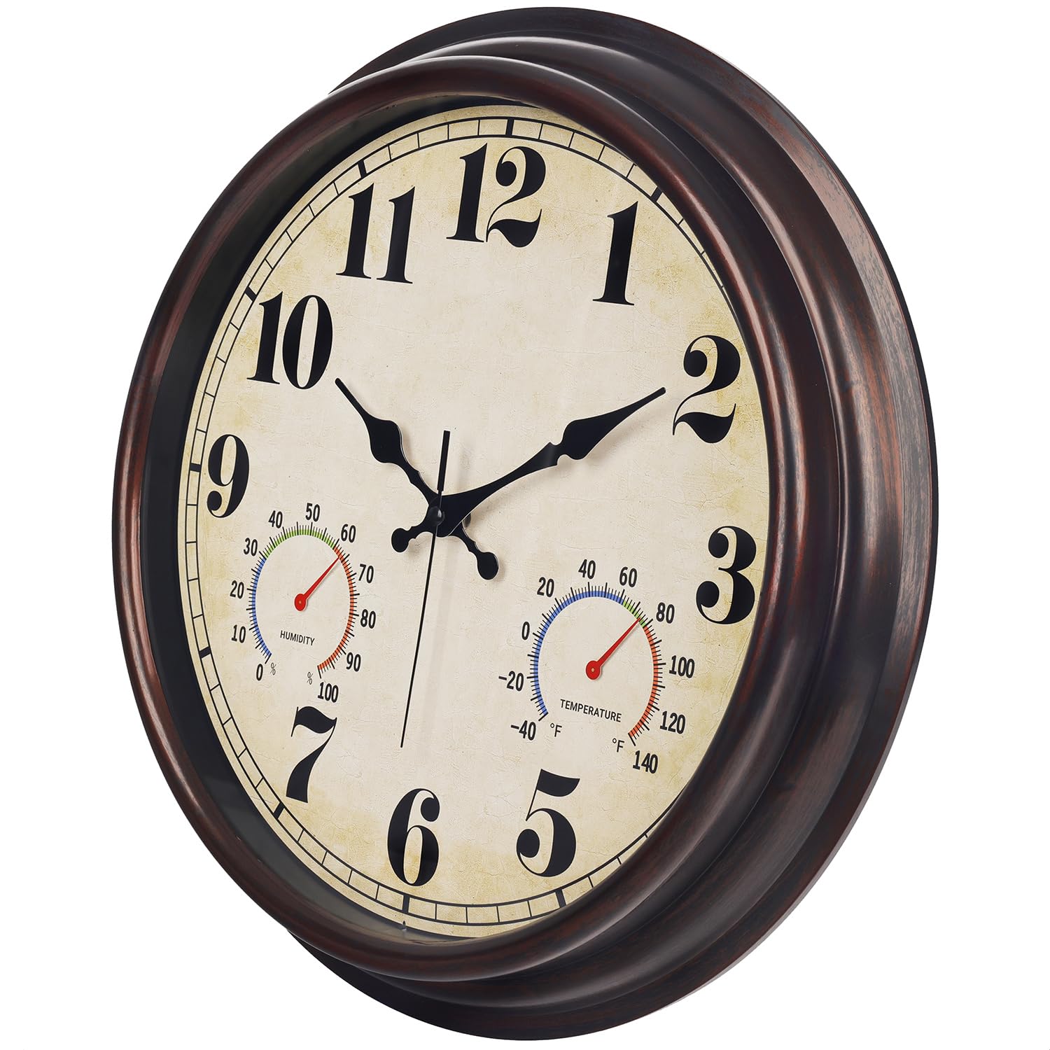 Waterproof outdoor clock by JENLYSTIME is built for porches and poolside spaces.
