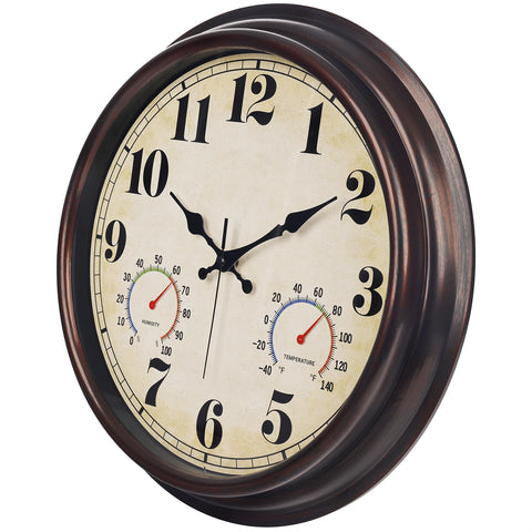 Waterproof outdoor clock by JENLYSTIME is built for porches and poolside spaces.