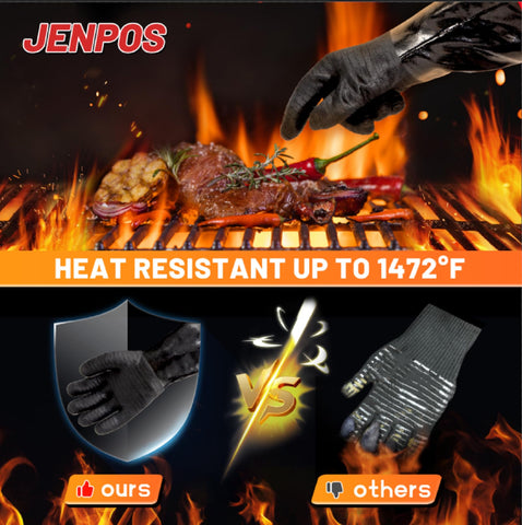 Jenpos textured palm and non-slip fingers ensure secure grip on wet meat