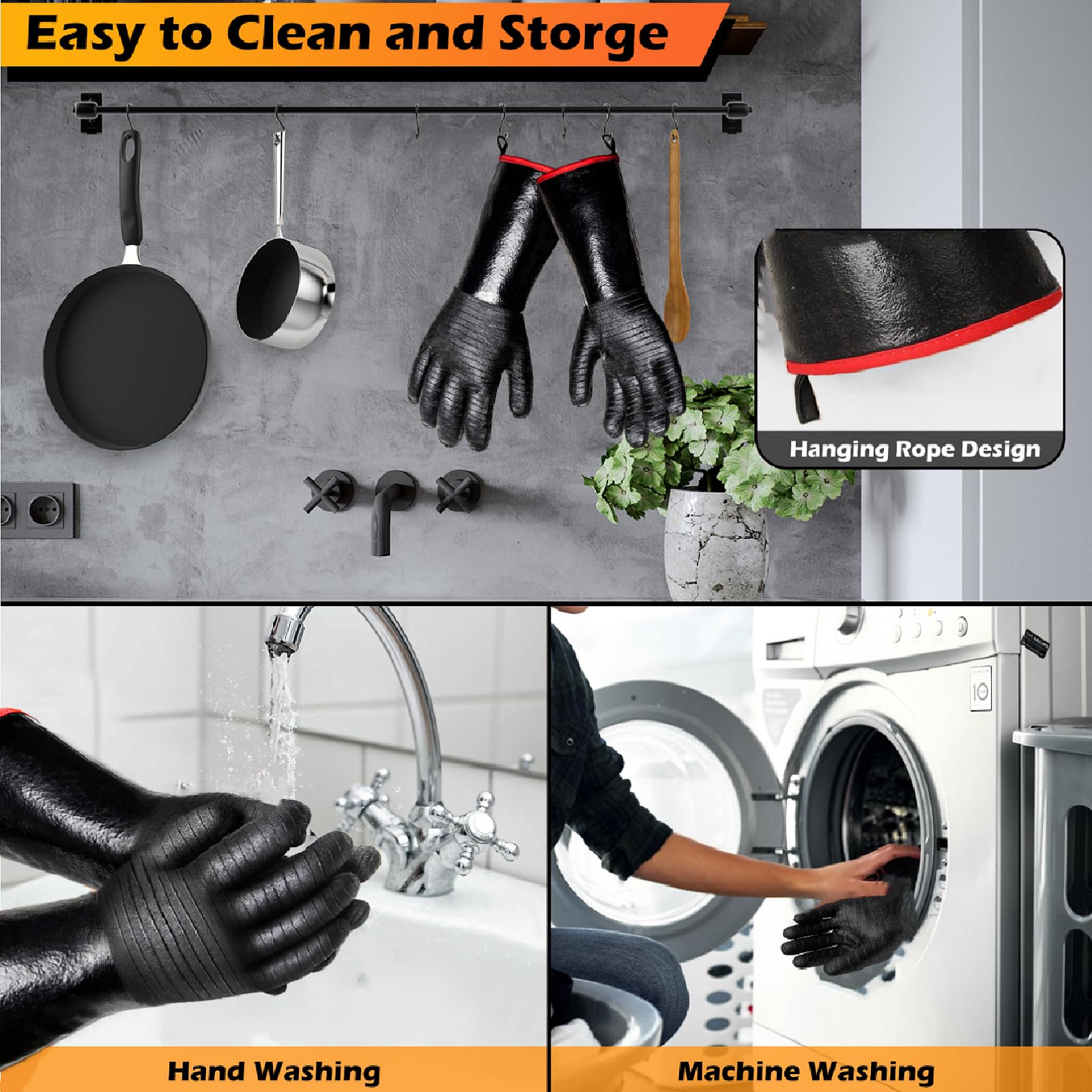 Jenpos gloves with S-hook stay convenient for drying and storage
