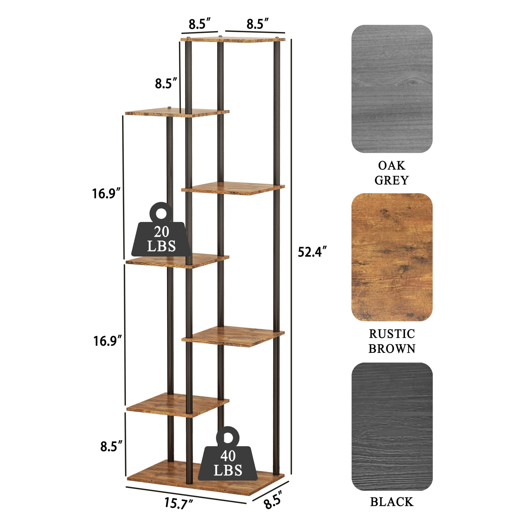 JEPRECO 7-tier plant stand, front view, eight pots for vibrant interior display.