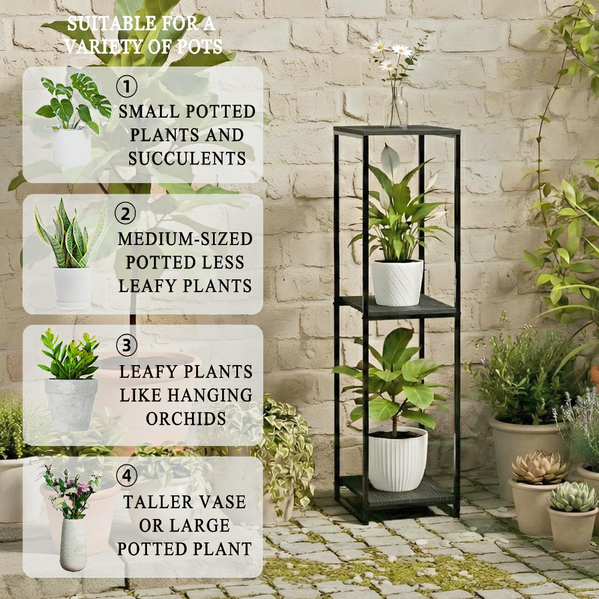JEPRECO indoor-outdoor plant display works on balcony or patio