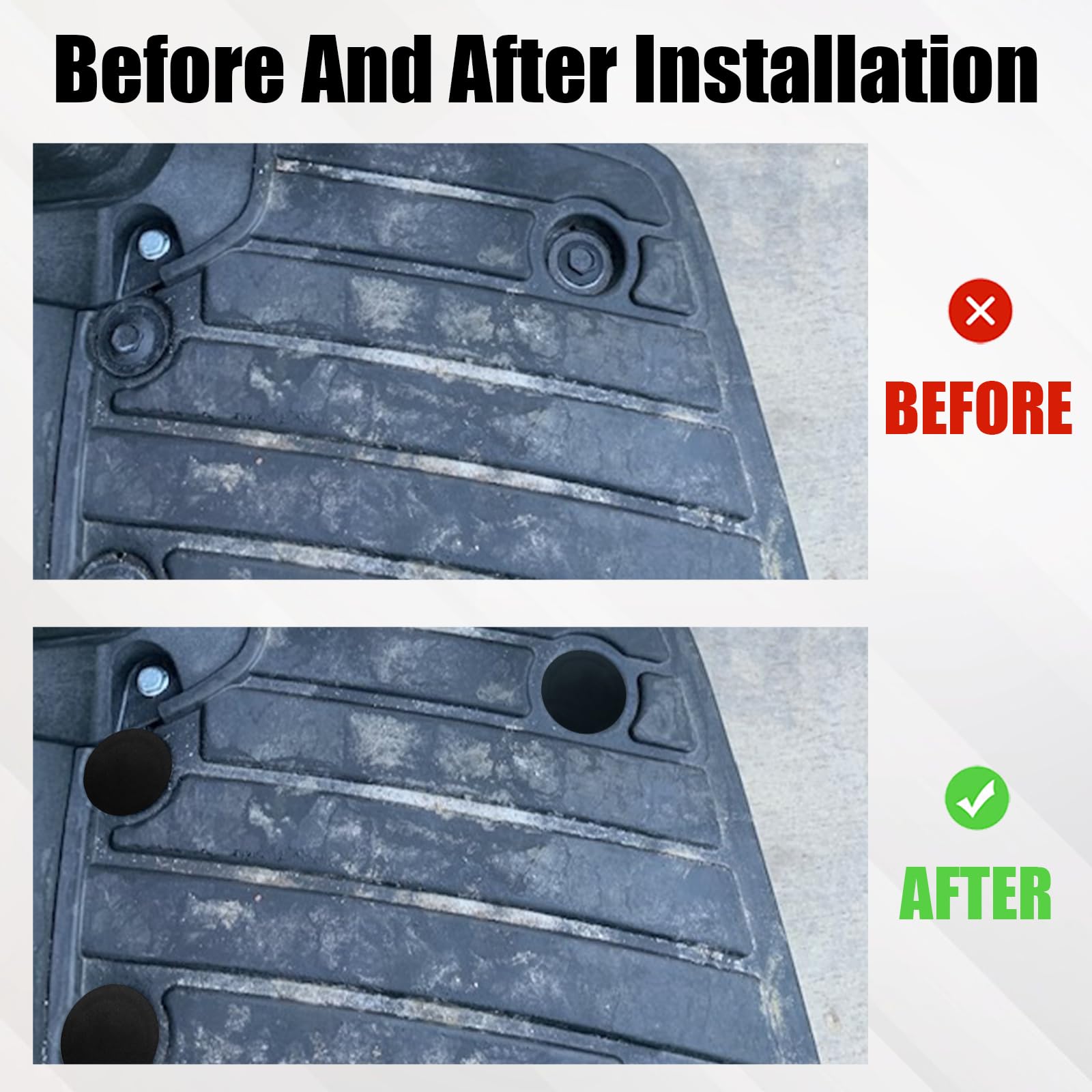 Jerbor floor caps install quickly with no tools required for a snug fit.