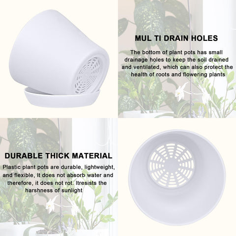 JERIA 4in plastic pot self-watering option for convenient irrigation.