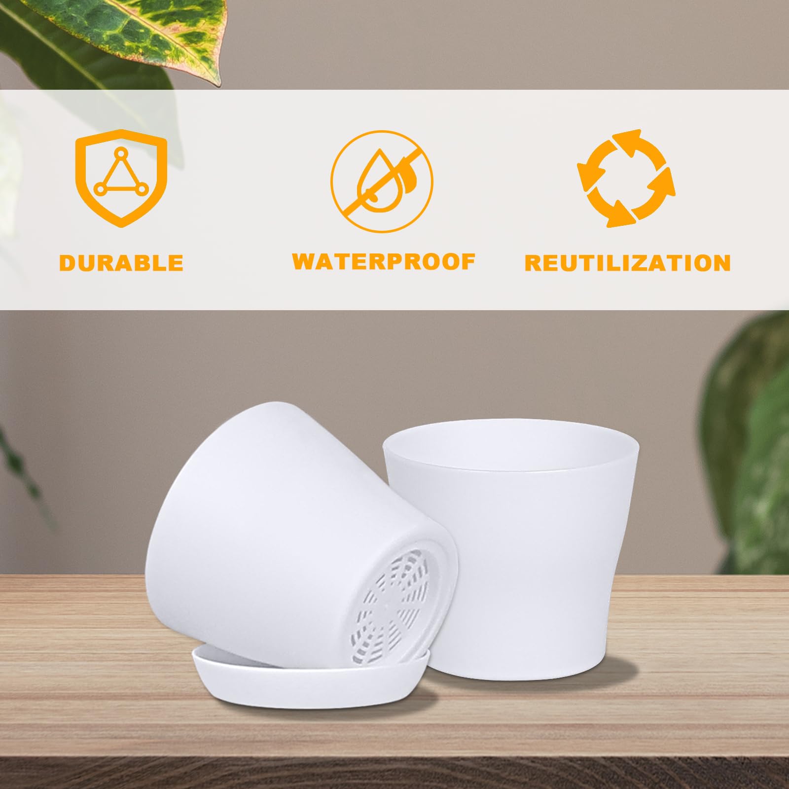 JERIA 4in plastic pot white color, suited for indoor or outdoor setups.
