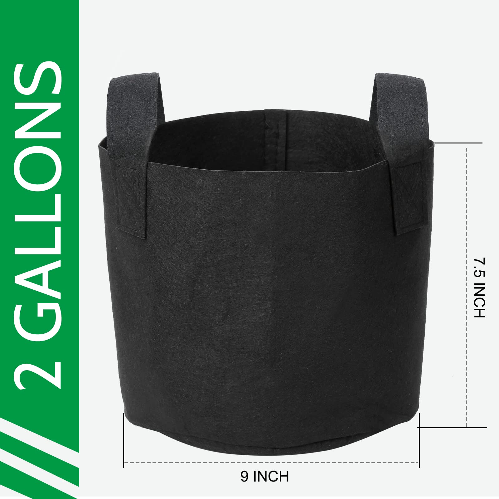 JERIA 2-gallon grow bag with reinforced handles for easy transport.