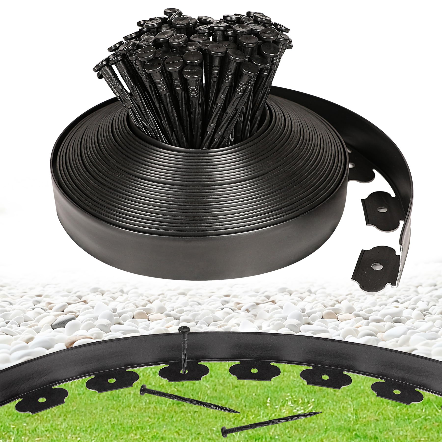 JERIA garden edging roll, 2 inches tall, creates clean borders for a tidy landscape.