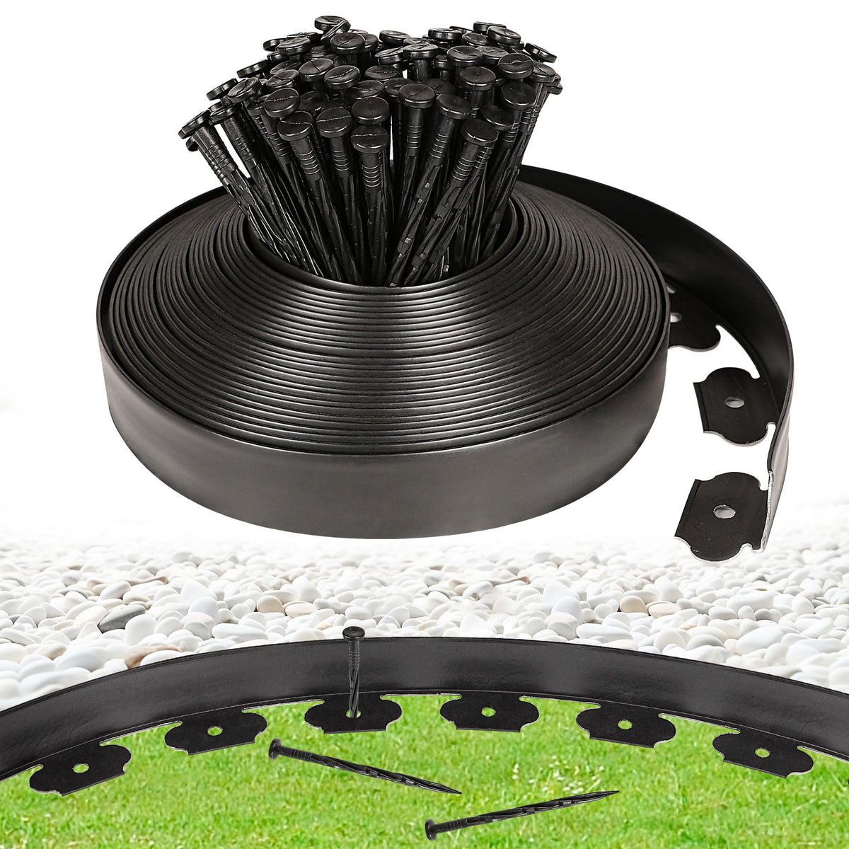 JERIA garden edging roll, 2 inches tall, creates clean borders for a tidy landscape.