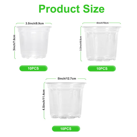 JERIA 4-inch clear nursery pot highlighting drainage holes for healthy watering.