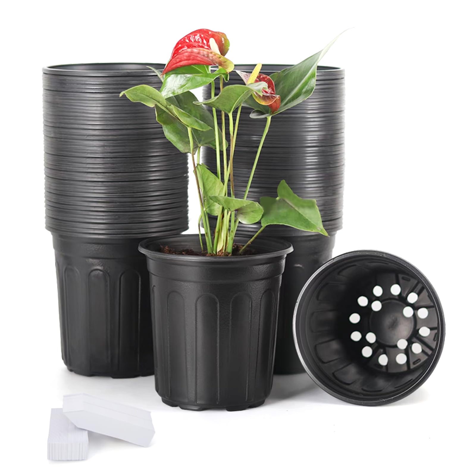 JERIA 1-gallon nursery pots in soft plastic, ideal for seed starting and reuse