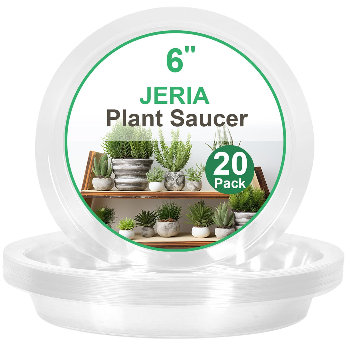 JERIA 6-inch clear plant saucer front view protects surfaces from moisture
