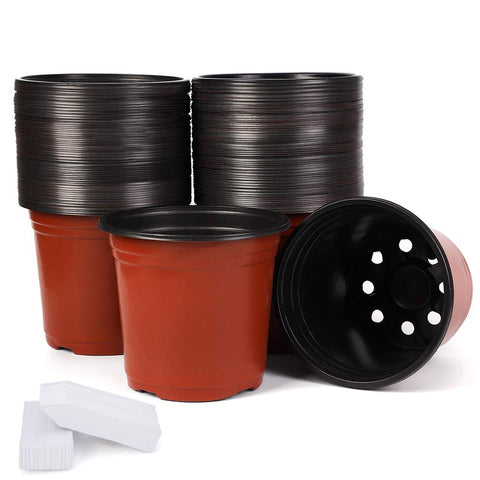 JERIA 6-inch plastic nursery pot ready for seed starting and easy stacking.