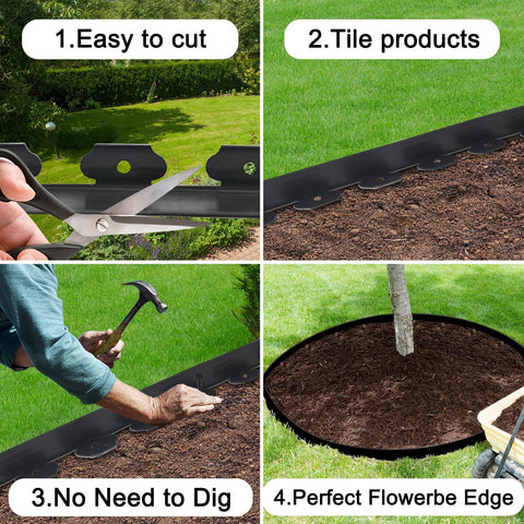 JERIA borders for pathways and lawns, reducing weed growth.