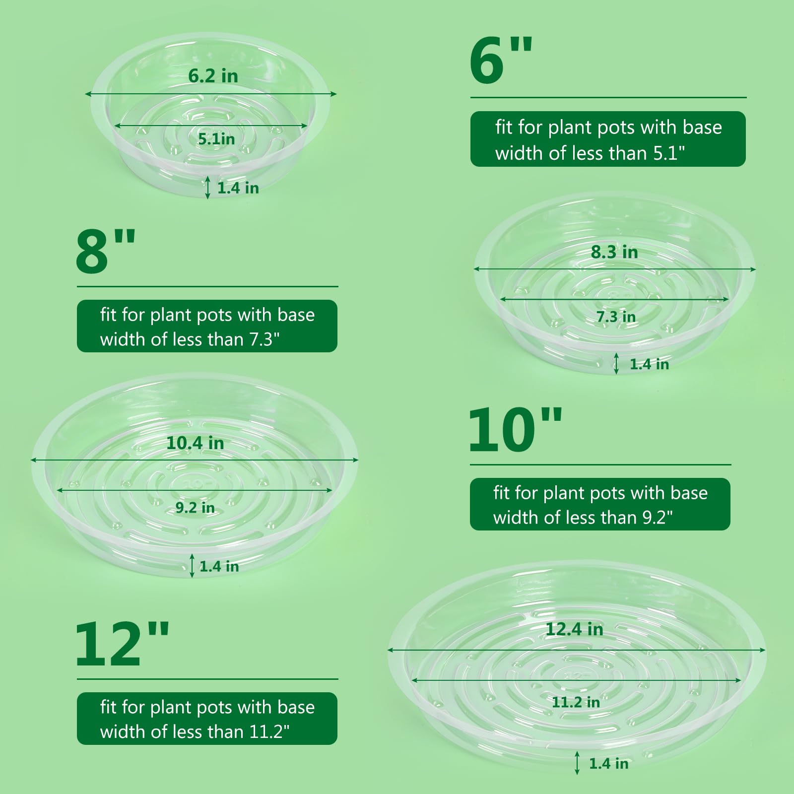 Durable lightweight JERIA plant saucer tray supporting a potted plant