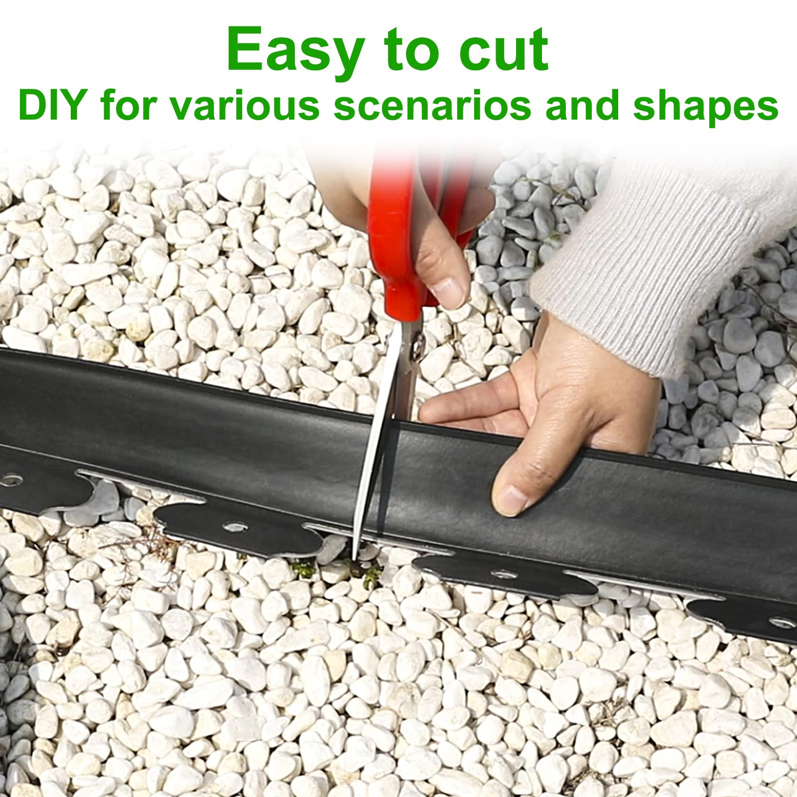 Flexible JERIA plastic edging border adapts to curves and shapes.