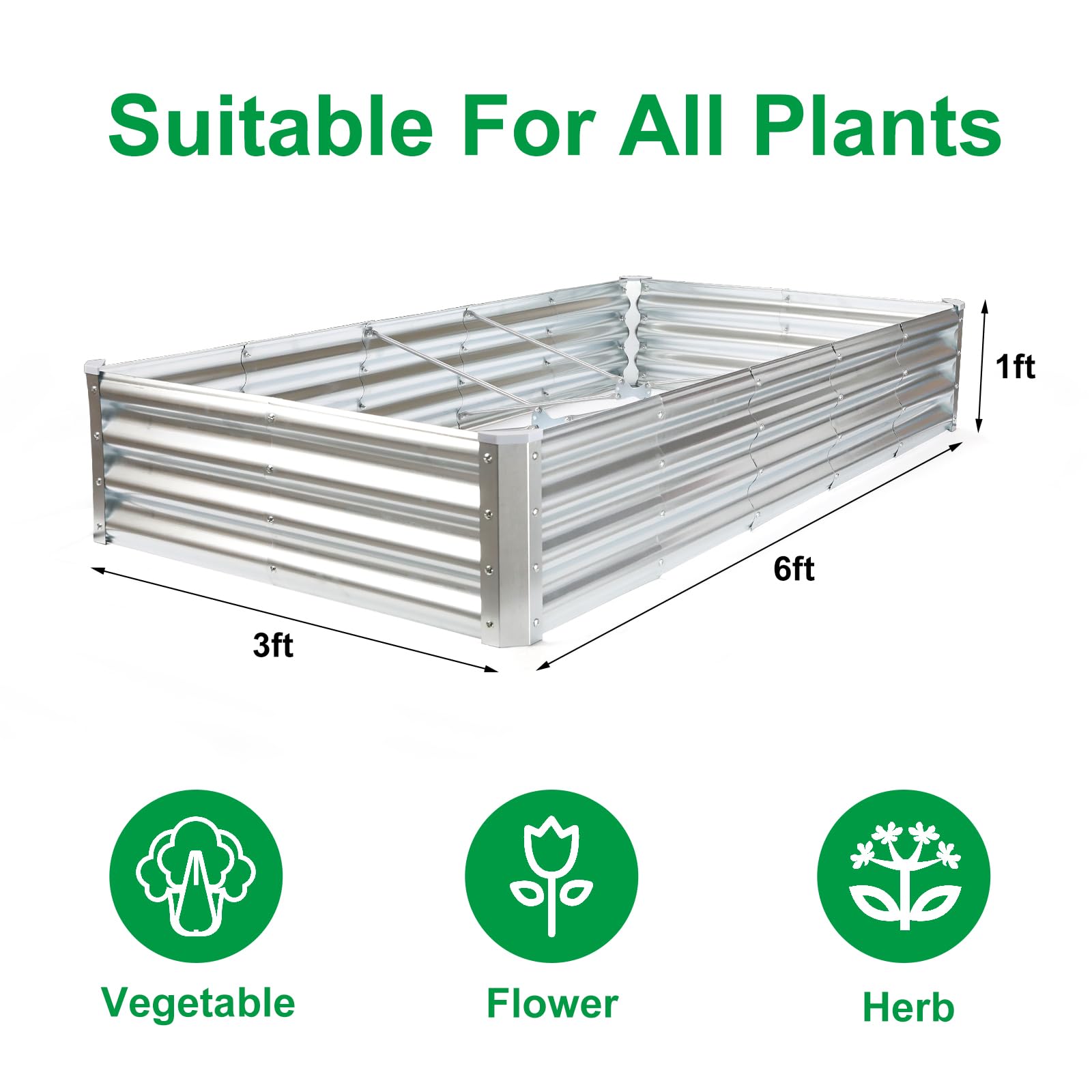 JERIA galvanized steel planter kit showing durable weatherproof construction
