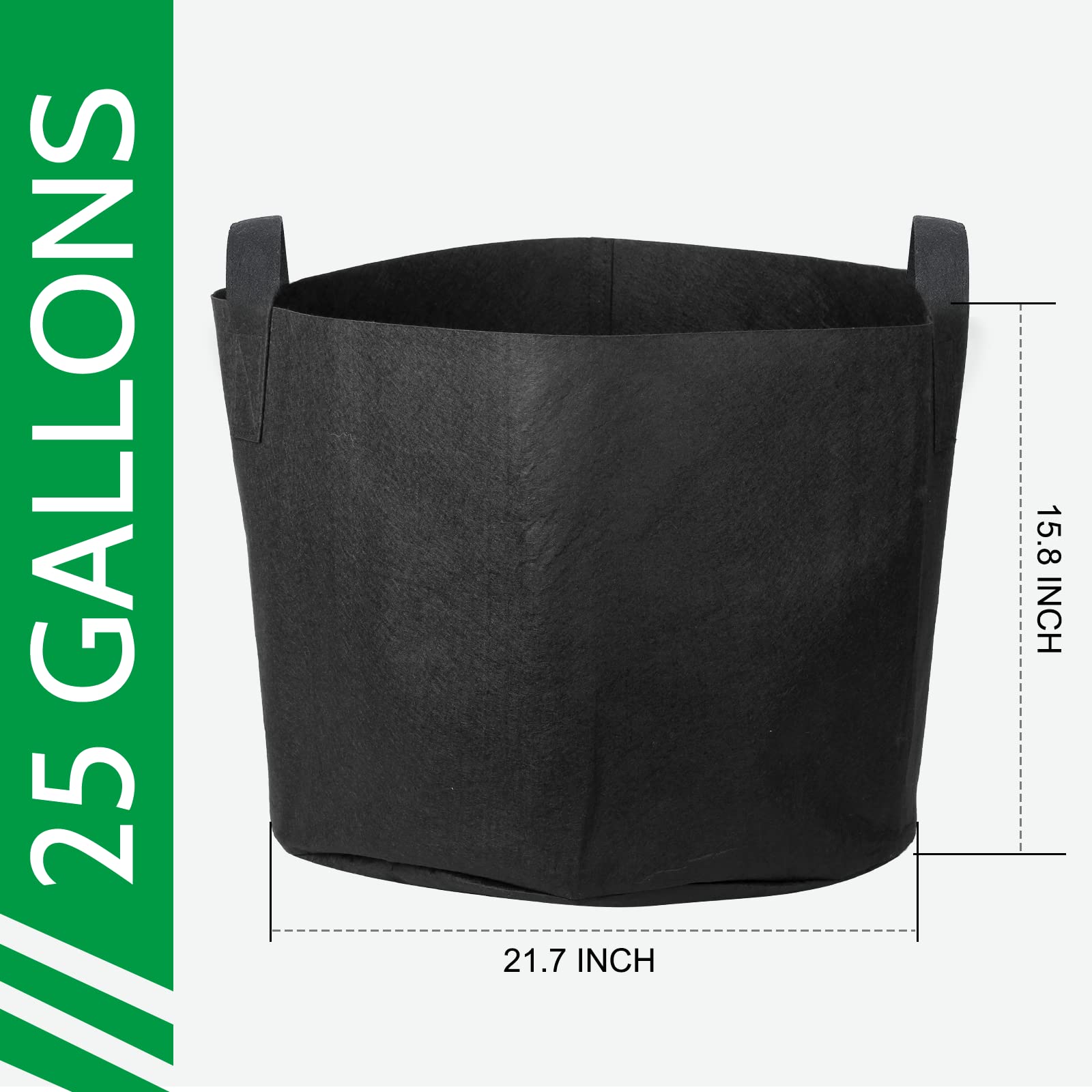JERIA heavy-duty fabric pots with reinforced handles for portability