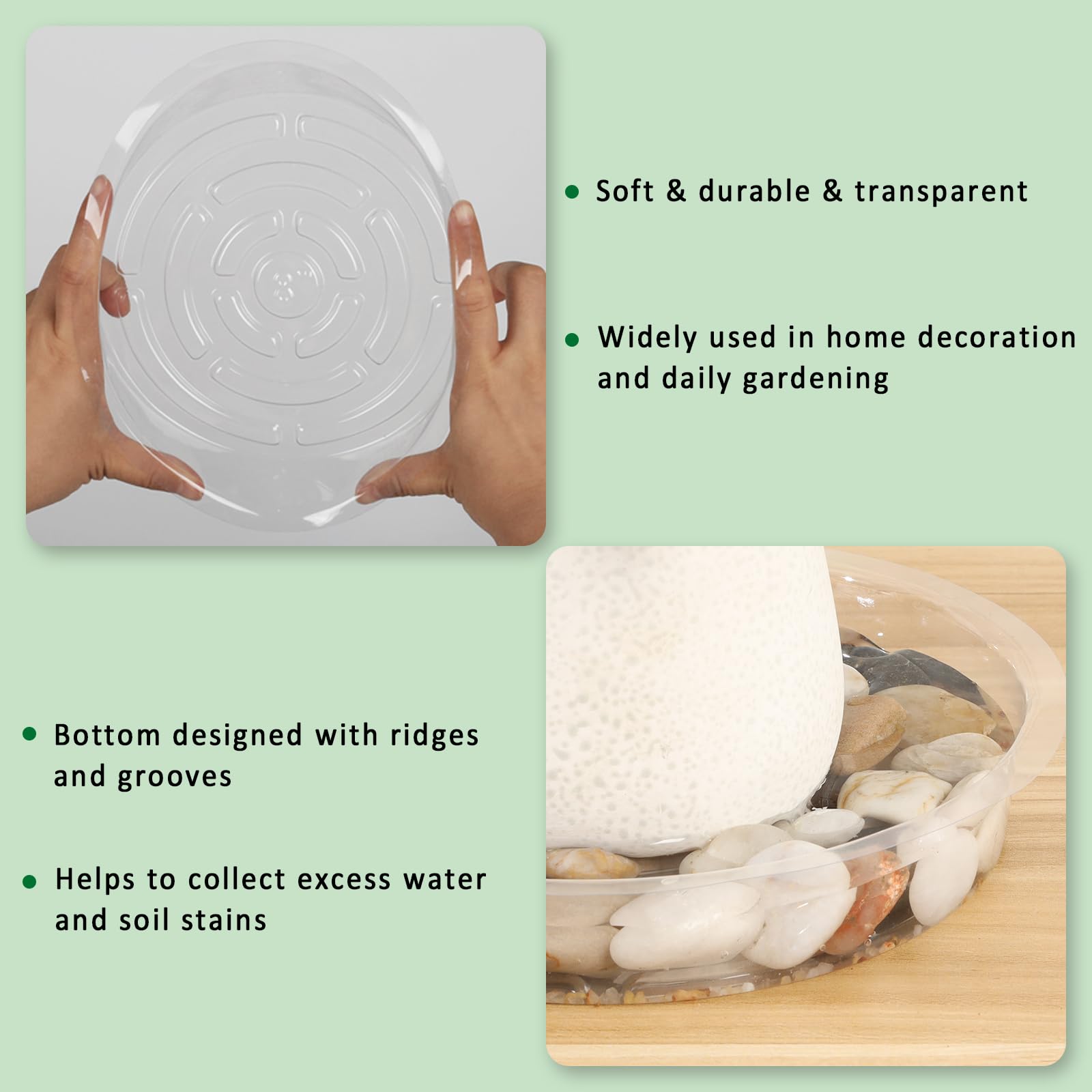JERIA Indoor Outdoor Saucers withstand weather and keep spills contained.