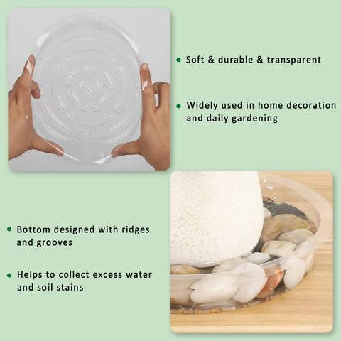 JERIA Indoor Outdoor Saucers withstand weather and keep spills contained.