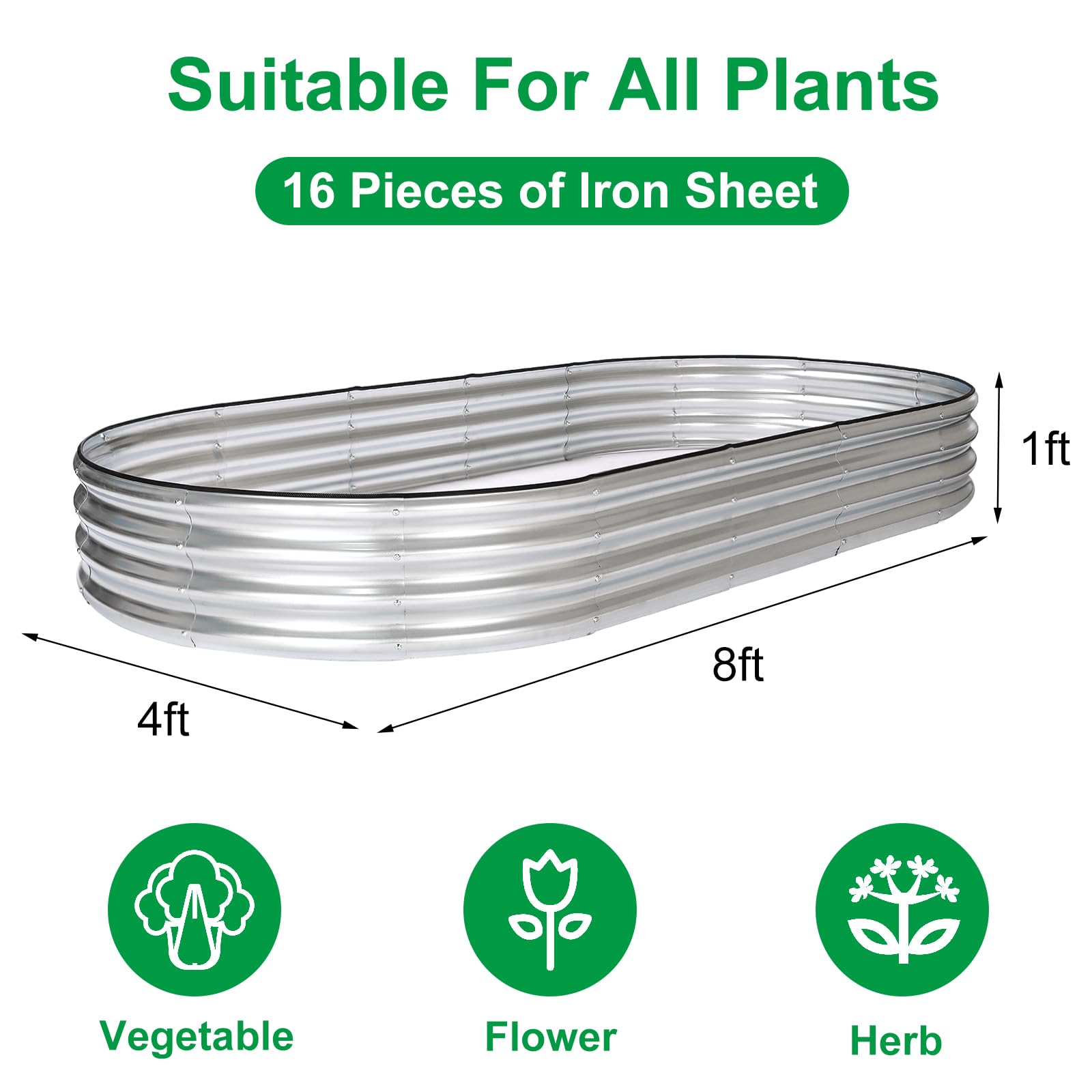 Jeria open-base raised bed design promotes drainage and prevents water pooling.