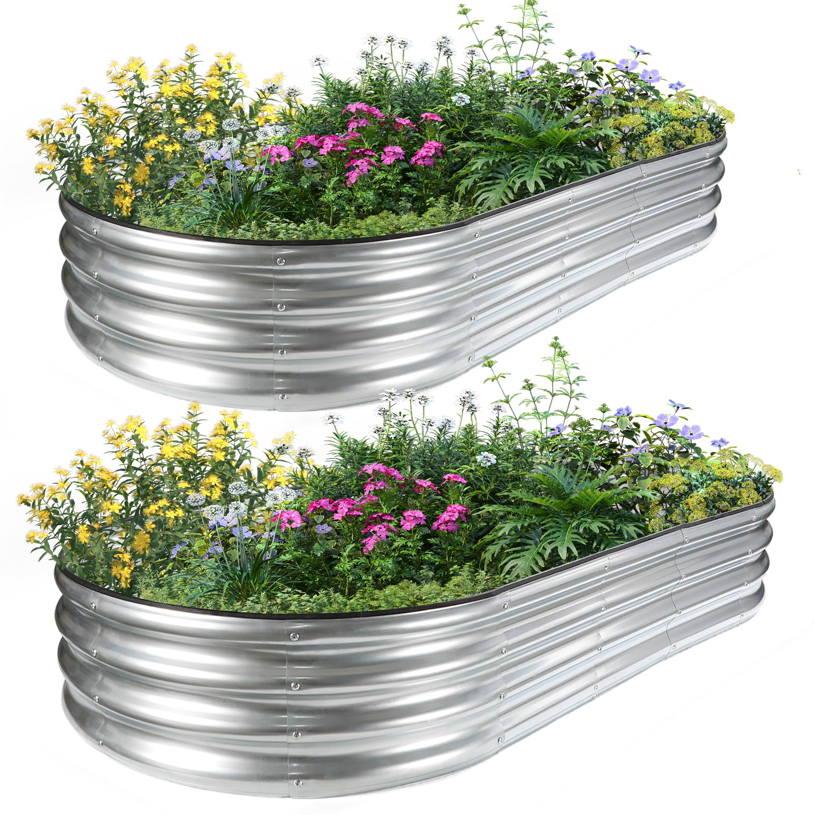 JERIA oval raised garden bed 6×3×1ft offering generous planting space for vegetables
