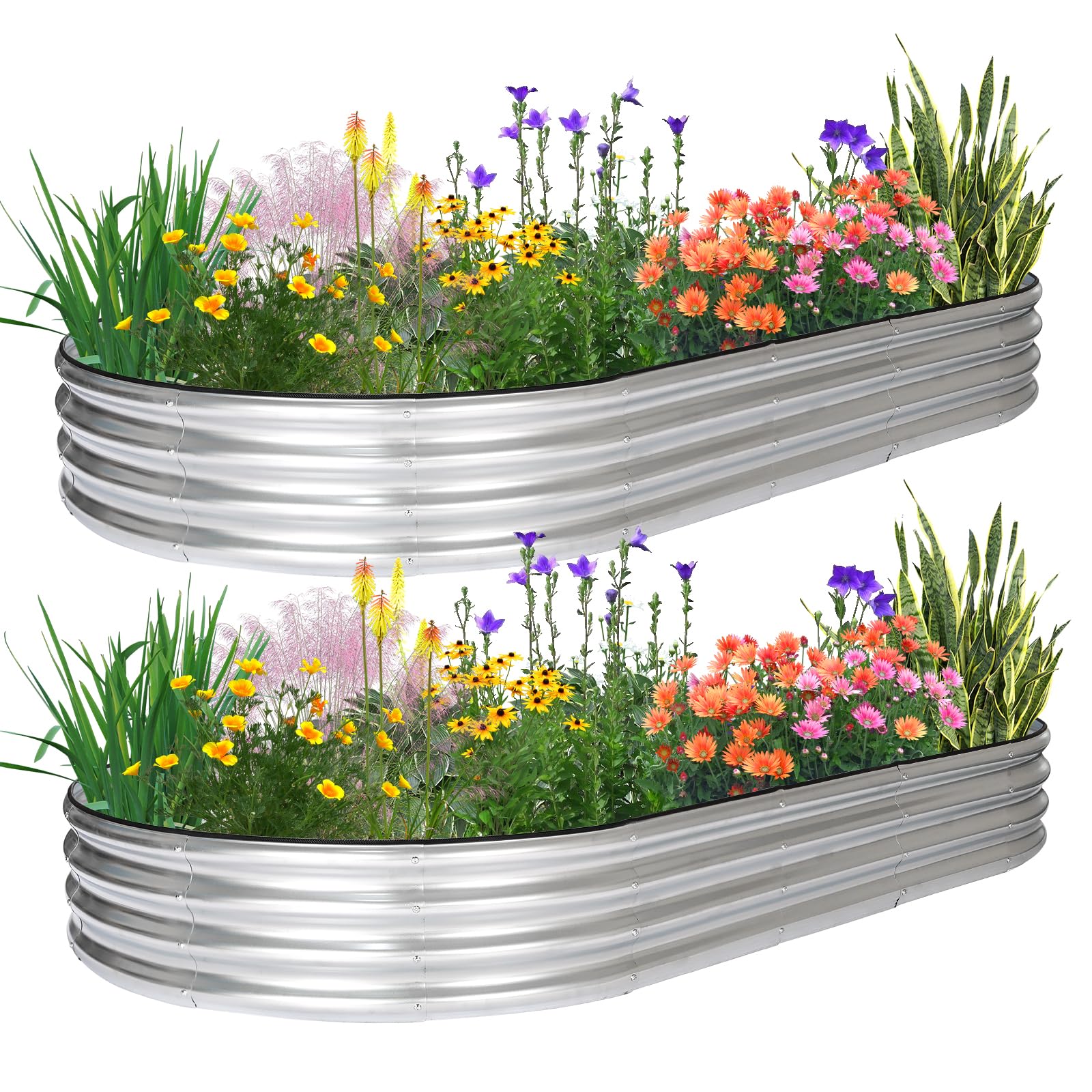 Jeria oval raised garden bed 8x4x1ft for flexible backyard planting and easy relocation.